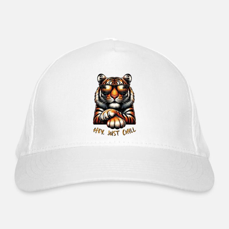 Tiger - Hey, just chill - Bio-Baseballkappe - Weiß