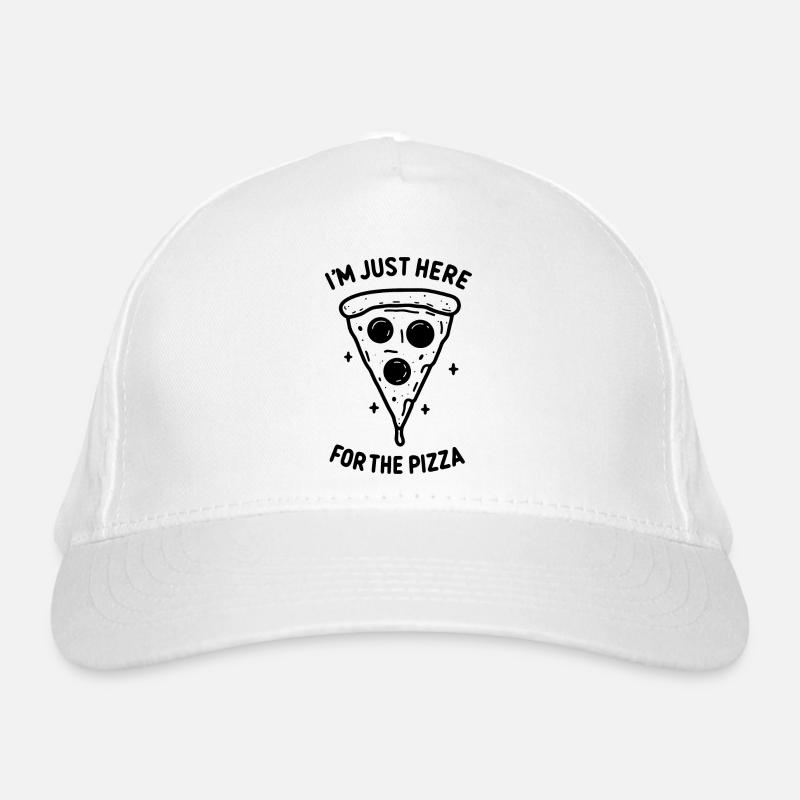 Ich bin nur wegen der Pizza hier Bio-Baseballkappe