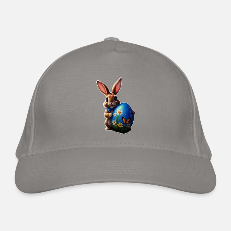 Petit lapin de Pâques avec œuf de Pâques bleu Casquette classique bio