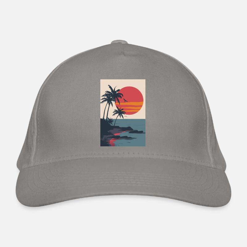 Beach at sunset | AI Organic Baseball Cap