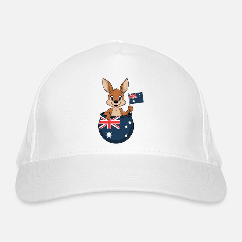 Aussie Spirit – Känguru mit australischer Flagge Bio-Baseballkappe
