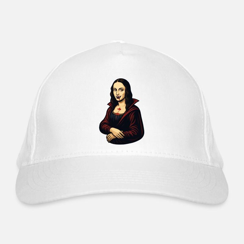 Mona Lisa vampire cartoon Organic Baseball Cap