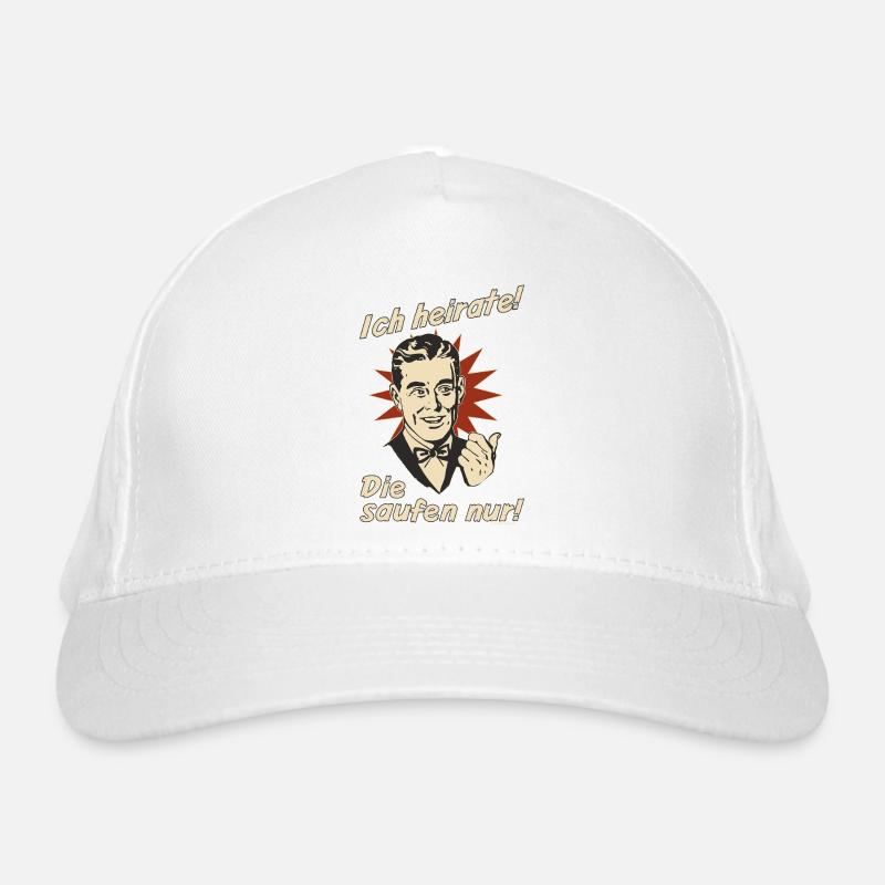 Retro wedding vows with drinking motif Organic Baseball Cap