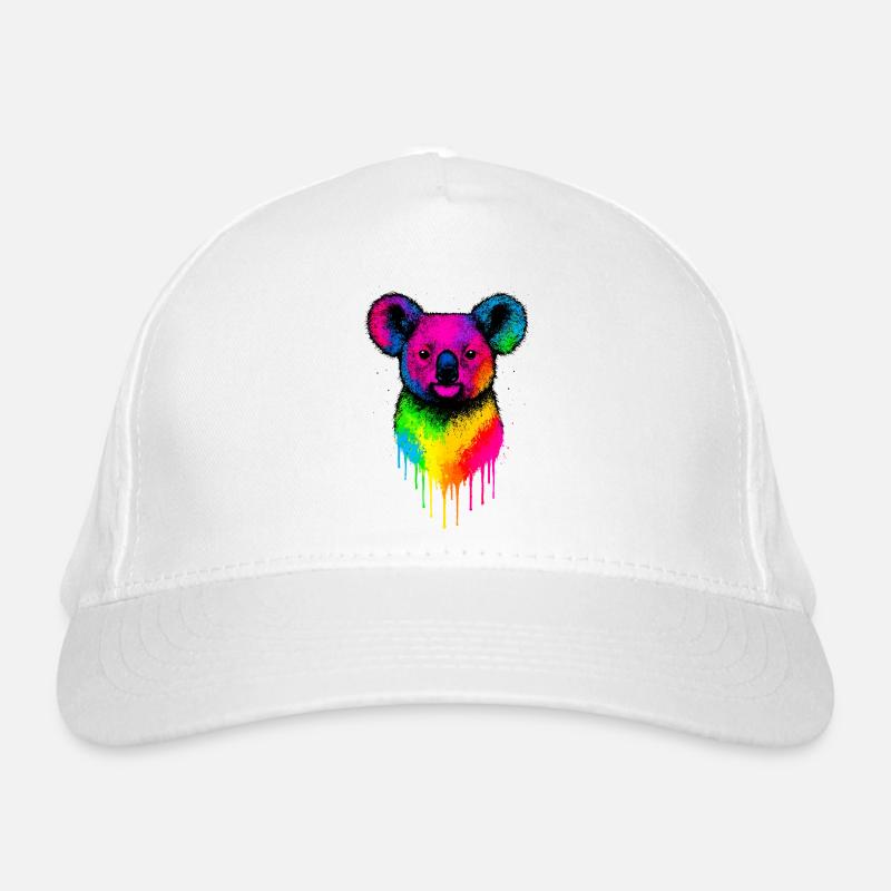 Éclaboussures de néon Koala arc-en-ciel Casquette classique bio