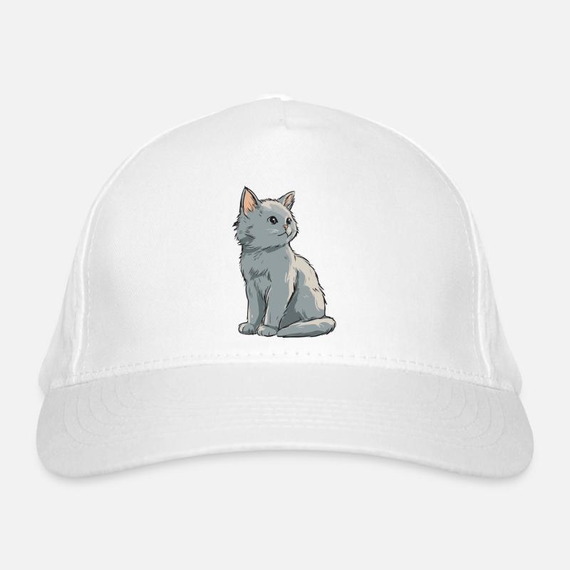Illustration de chaton en velours gris Casquette classique bio