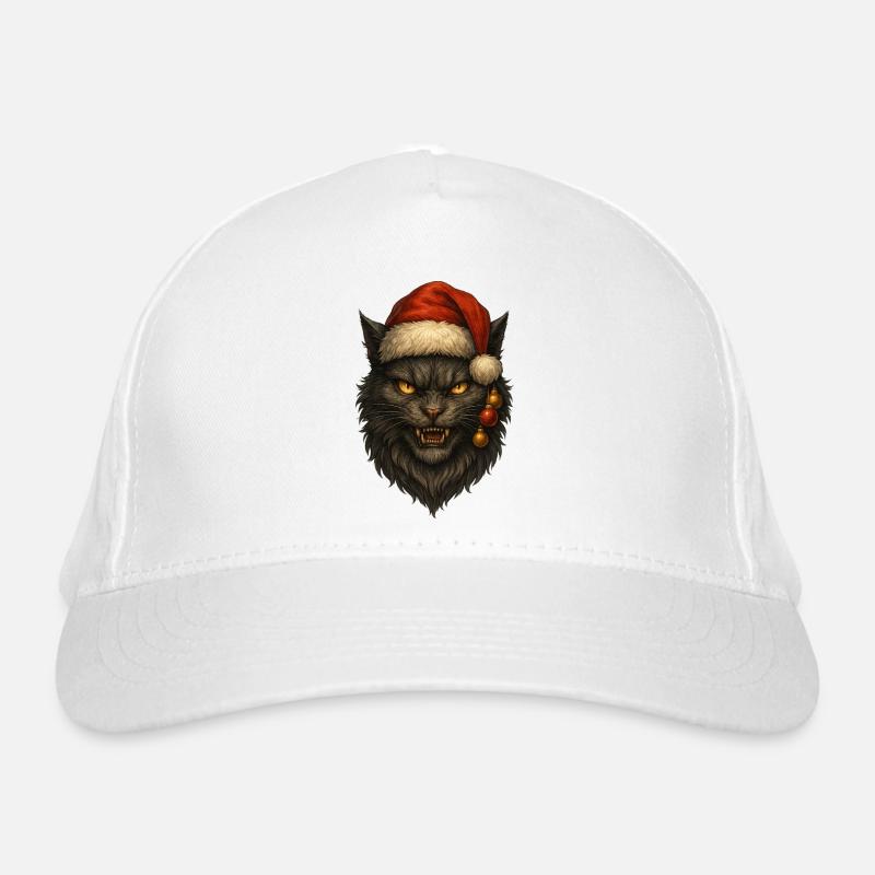 Schwarze Katze mit Weihnachtsmütze Bio-Baseballkappe