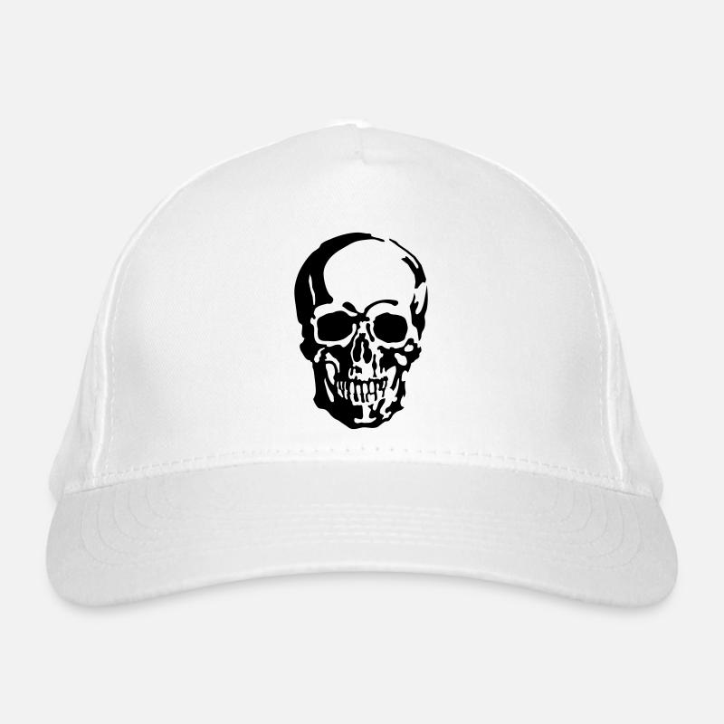 Schädel - Bio-Baseballkappe - Weiß