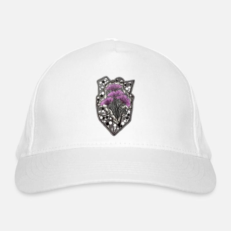 Lila Blüten Mandala Spitzenrahmen Bio-Baseballkappe