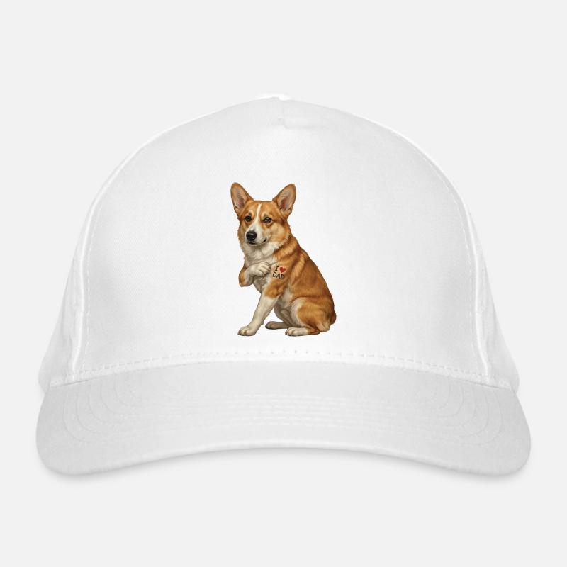 Corgi Love Dad Herz-Tattoo - Bio-Baseballkappe - Weiß