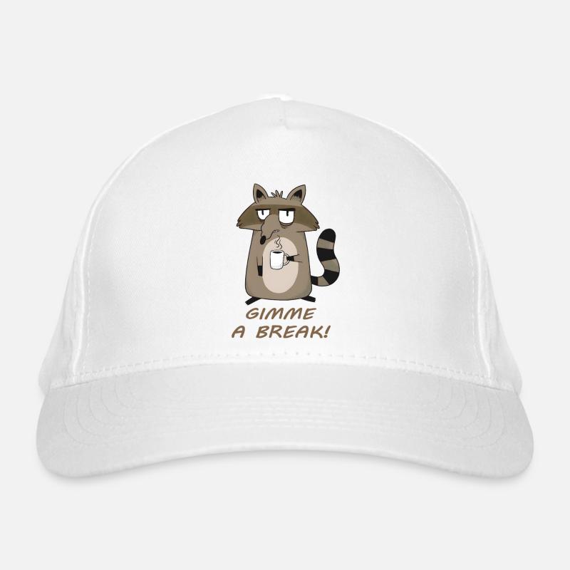 Gimme a Break! Müder Waschbär mit Kaffee Bio-Baseballkappe