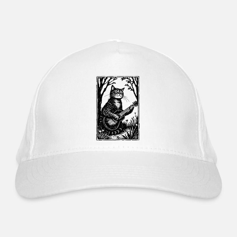 Cat Playing Guitar Organic Baseball Cap