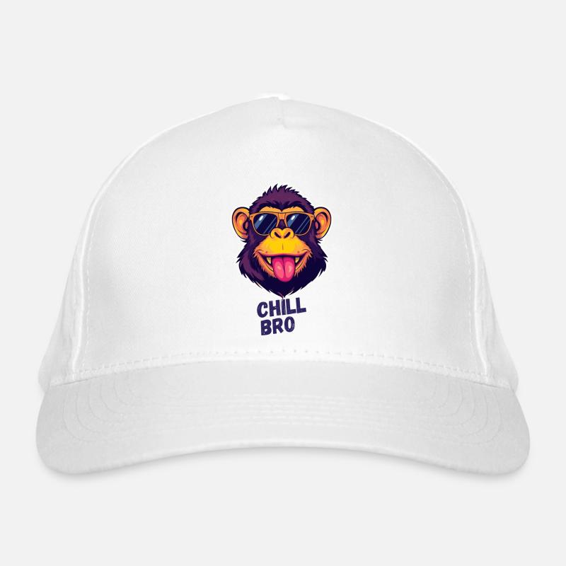 Chill Bro Monkey - Organic Baseball Cap - white
