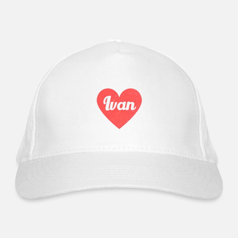Ivan Name Red Heart Love Fan Retro Organic Baseball Cap