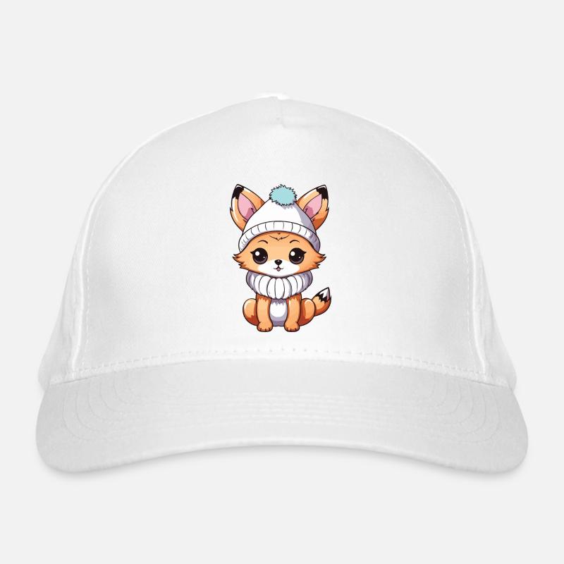 Fox Cute Winter Comic Hat Organic Baseball Cap