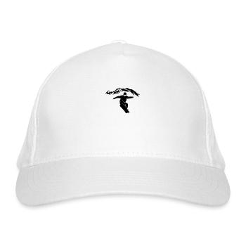 Snowboarder vor Bergkette - Wintersport - Gebirge - Bio-Baseballkappe - Weiß - Vorne