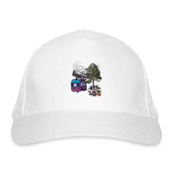 Hexe Hexen Halloween Bauwagen - Bio-Baseballkappe - Weiß - Vorne