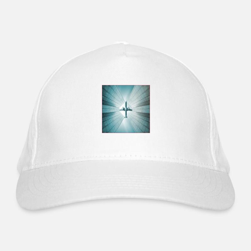 Flugzeug über Wolkenkratzer Bio-Baseballkappe