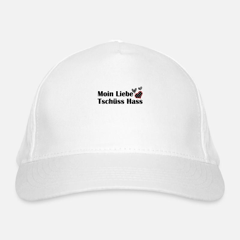 Moin Liebe - Tschüss Hass I Geschenkidee - Bio-Baseballkappe - Weiß