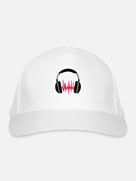 headphones loud - Organic Baseball Cap - white - Front