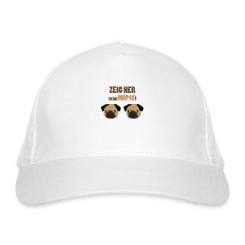 Möpse | lustig Mops Hund Titten Spruch Geschenk - Bio-Baseballkappe - Weiß - Vorne