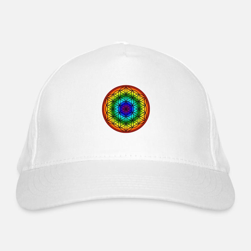 Blume des Lebens - Regenbogen Bio-Baseballkappe
