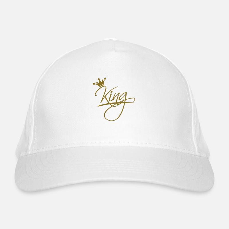 King texte de conception de logo de la couronne ch - Casquette classique bio - blanc