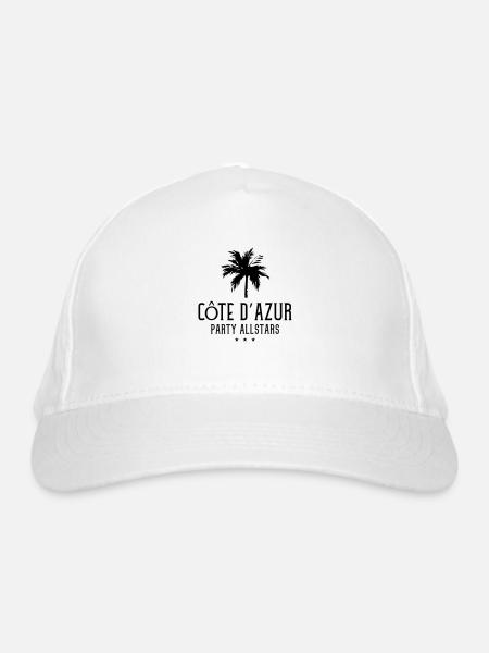 cote d azur party allstars - Bio-Baseballkappe - Weiß - Vorne