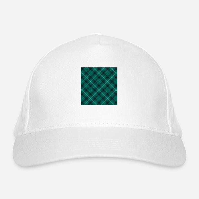 Checked pattern Checkered tartan fabric pattern turquoise green Organic Baseball Cap