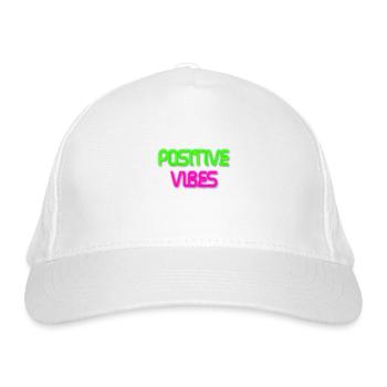 Positive Vibes Neon Leuchtreklame Retro Bunt Damen - Bio-Baseballkappe - Weiß - Vorne