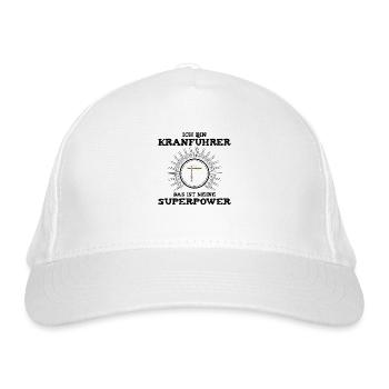 Kranführer ist meine Superpower Superkraft Kran - Bio-Baseballkappe - Weiß - Vorne