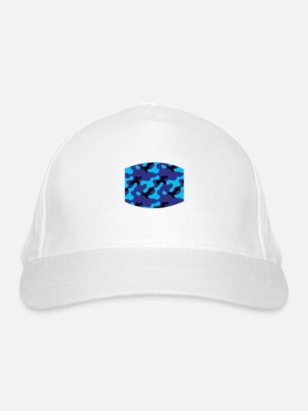 blue camouflage pattern - Bio-Baseballkappe - Weiß