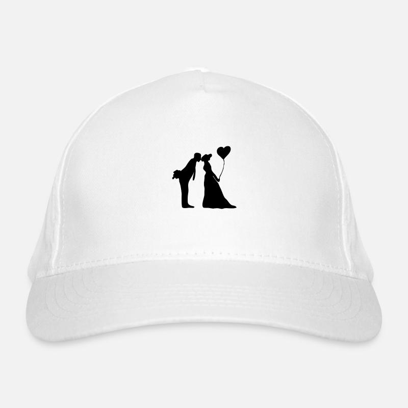 Brautpaar mit Herz Luftballon Bio-Baseballkappe