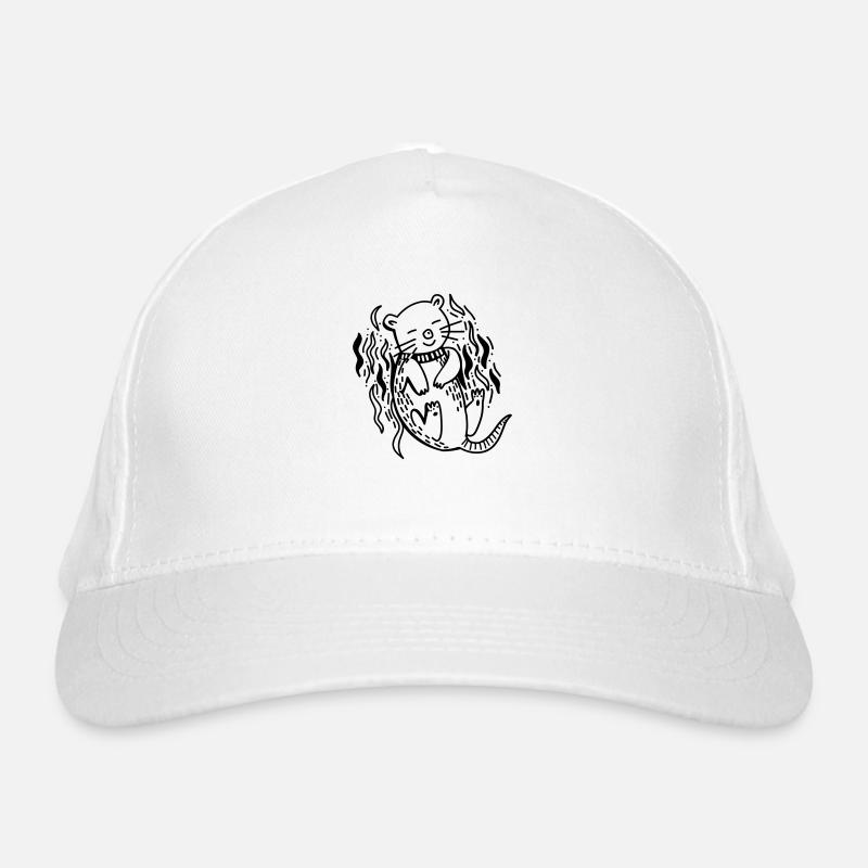 otter on the back with ocean waves 1 color Organic Baseball Cap