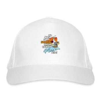 Möwe mit Kaffee und Taxi zum Meer, Moewe - Bio-Baseballkappe - Weiß - Vorne