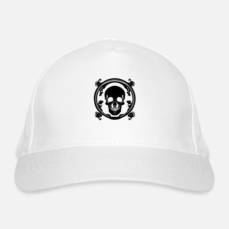 Halloween- oder Horror- Totenschädel mit Ornamente - Bio-Baseballkappe - Weiß