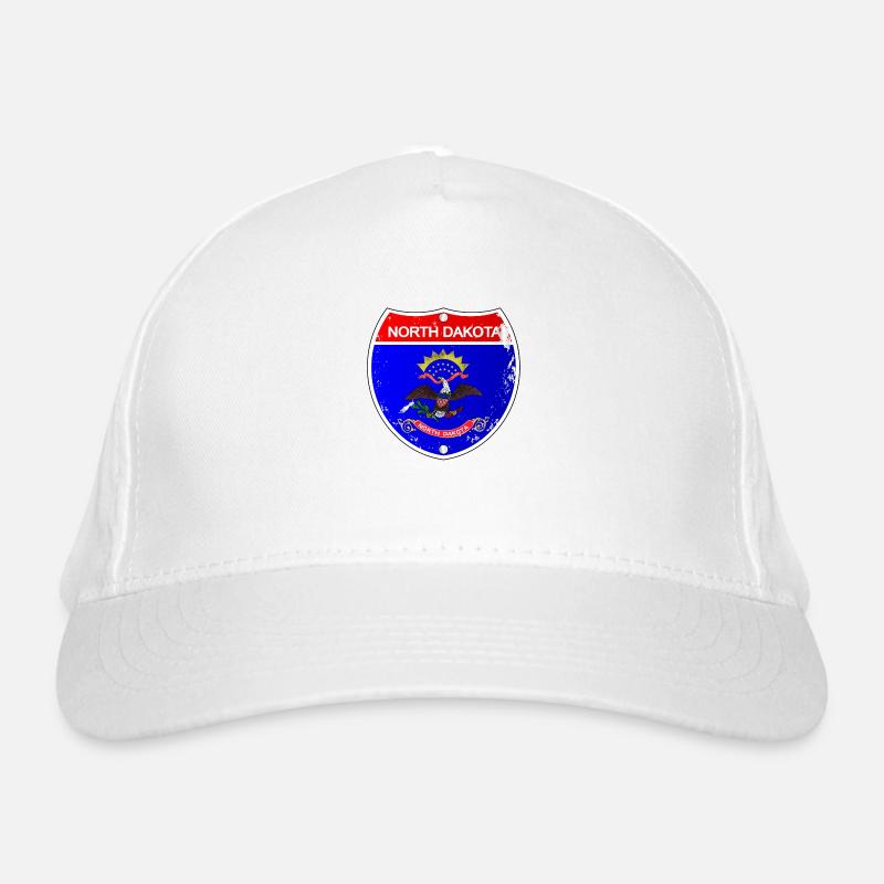 Icônes du drapeau du Dakota du Nord comme panneau inter-États Casquette classique bio