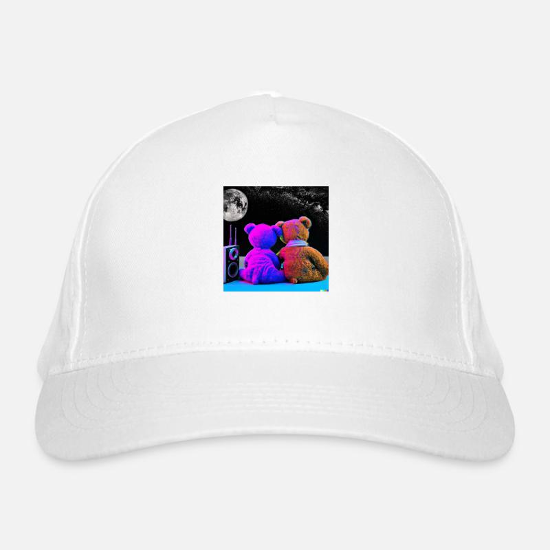 Teddy Bären Synth Weltraum liebe - Bio-Baseballkappe - Weiß