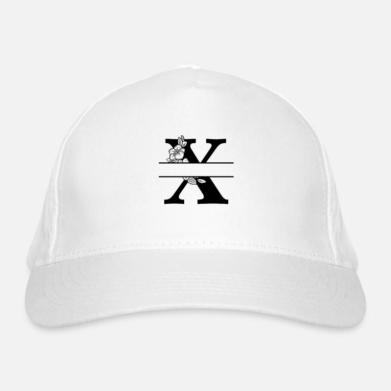 Personalized floral x letter Organic Baseball Cap