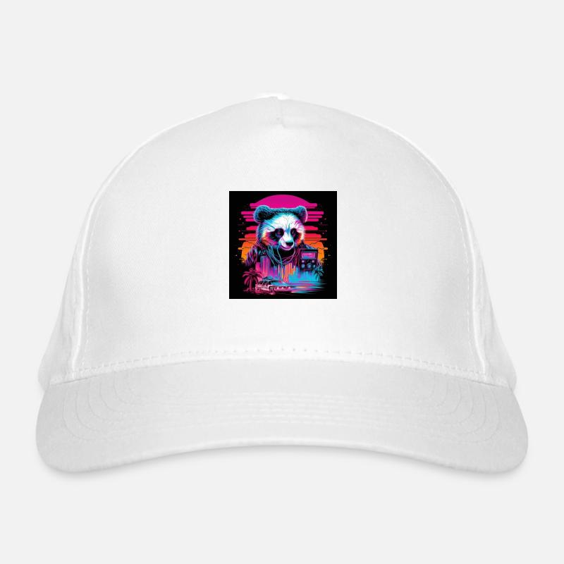 Panda mit Neonfarben, Synthwave / 80er Jahre Bio-Baseballkappe