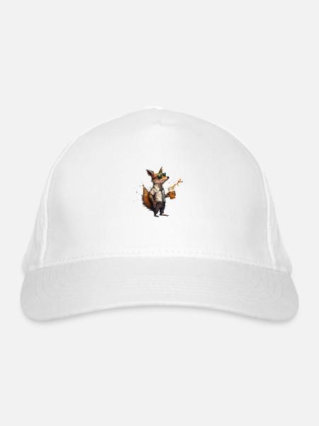 Lässiger Fuchs mit Bier - Bio-Baseballkappe - Weiß - Vorne