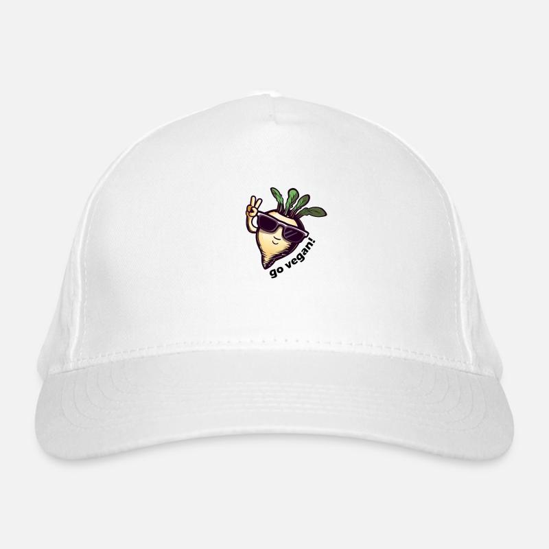Cute vegan turnip. Peace! Organic Baseball Cap