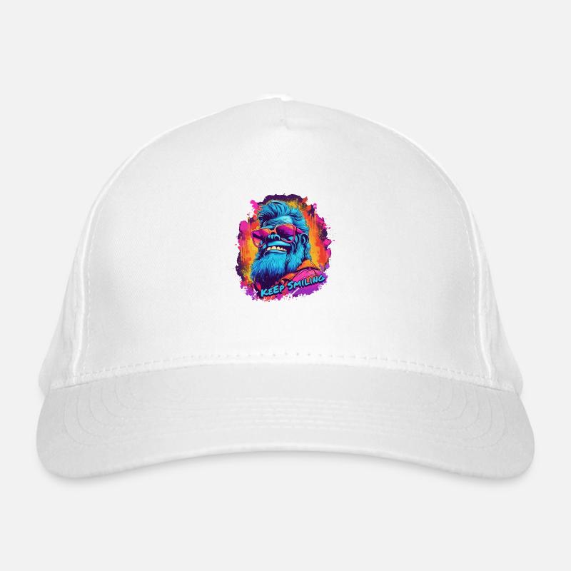 Keep Smiling - Kong - Organic Baseball Cap - white