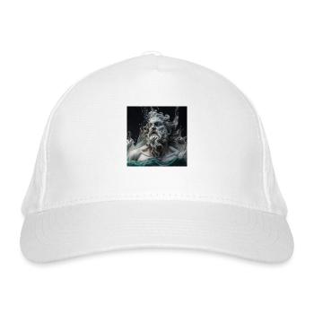 Greek Poseidon sculpture - Organic Baseball Cap - white - Front
