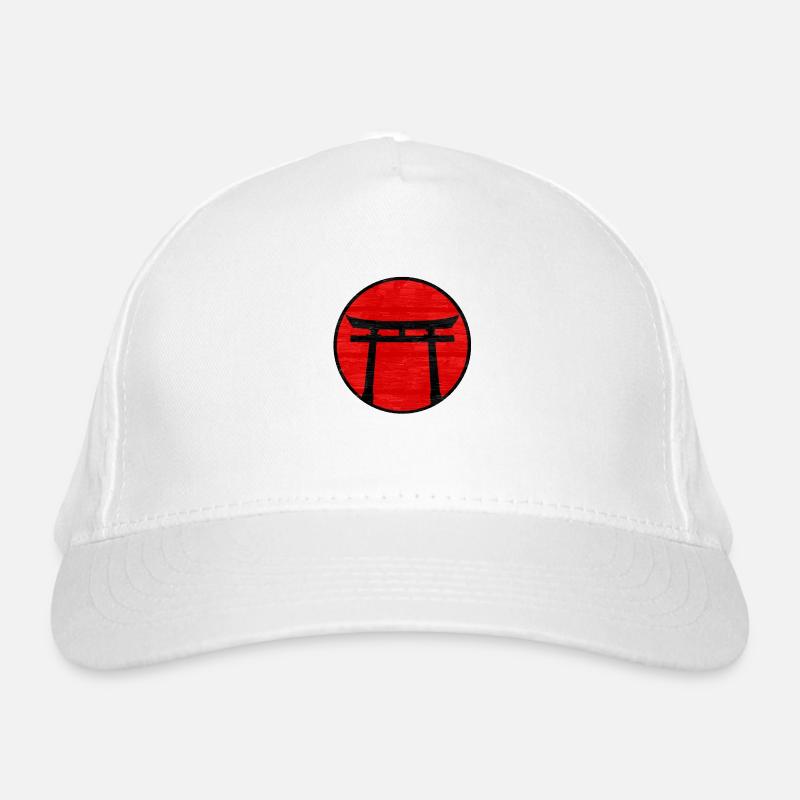 Black Torii Gate on Red Circle: Japanese Art Organic Baseball Cap