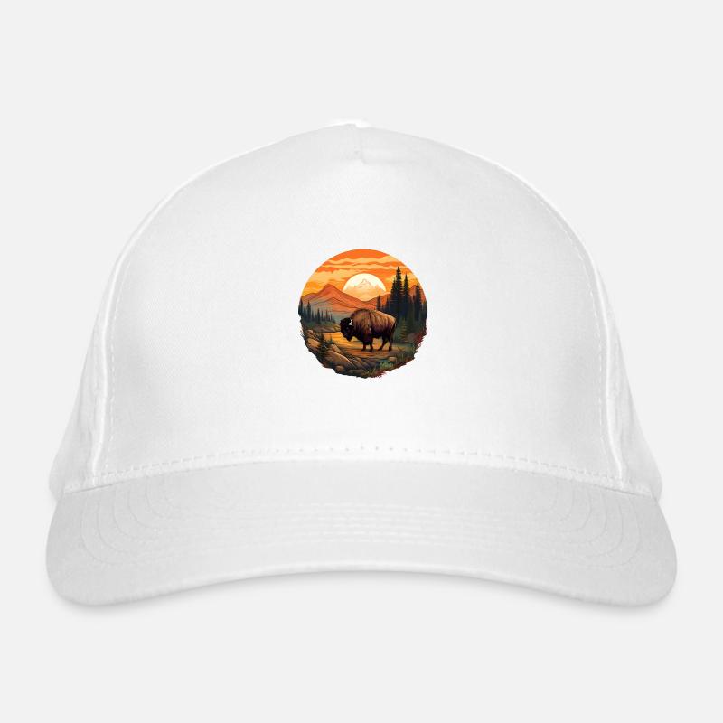 Bison-Sonnenuntergang Bio-Baseballkappe