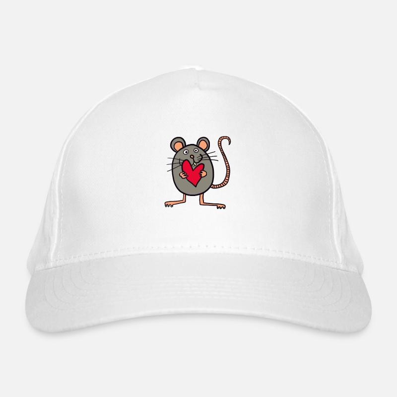 Maus mit Herz Bio-Baseballkappe