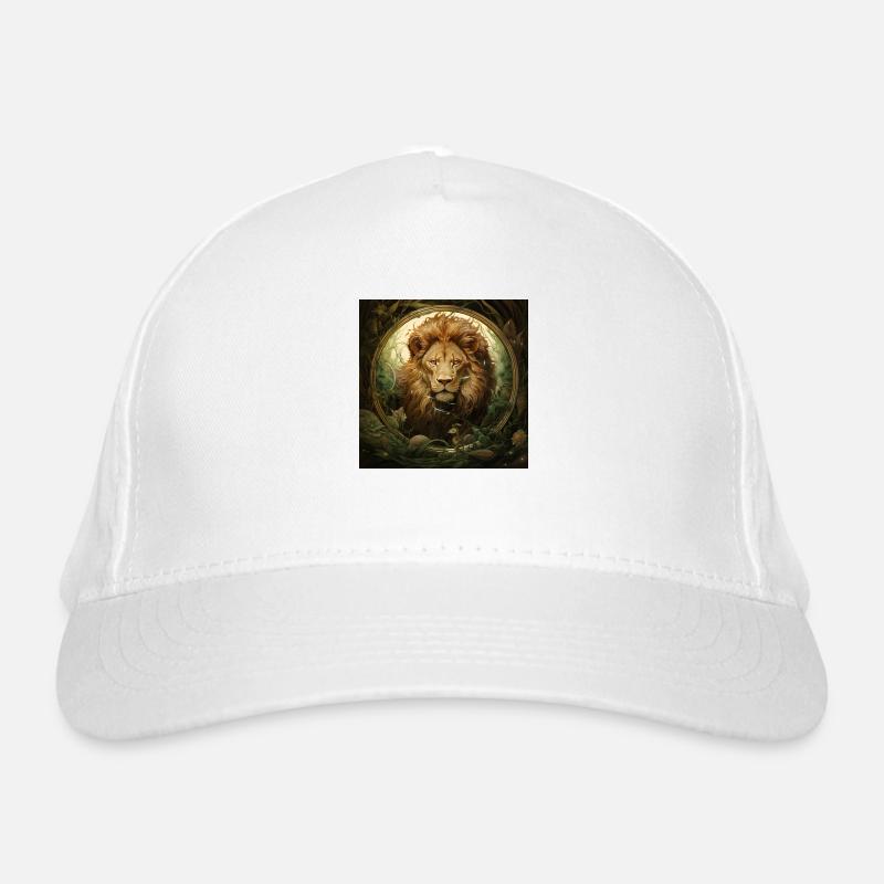 Pièce de verre lion dans les herbes Casquette classique bio