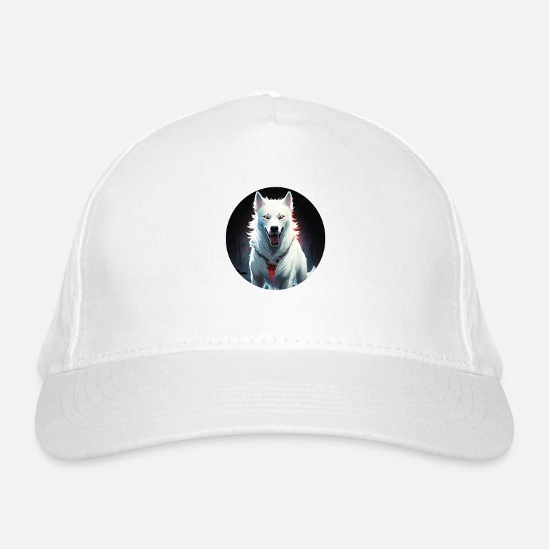 Zombiehund-Design mit weißem Schäferhund Bio-Baseballkappe