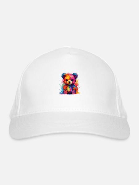 der bunte Teddy - Bio-Baseballkappe - Weiß