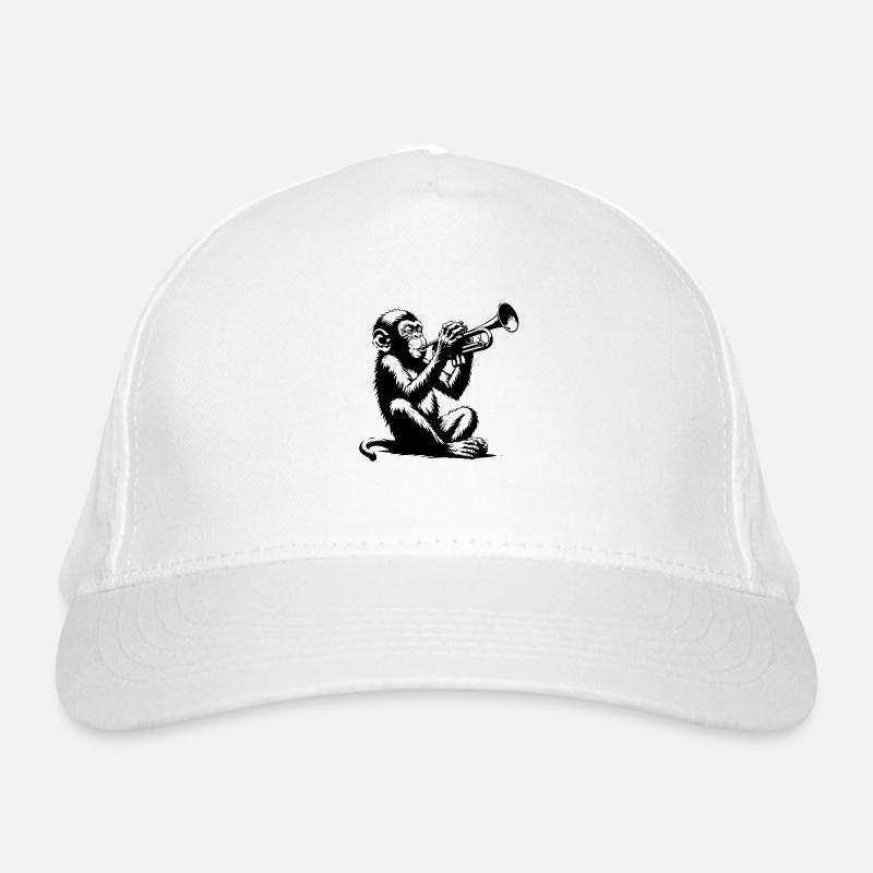 Singe jouant émotionnellement de la trompette Casquette classique bio